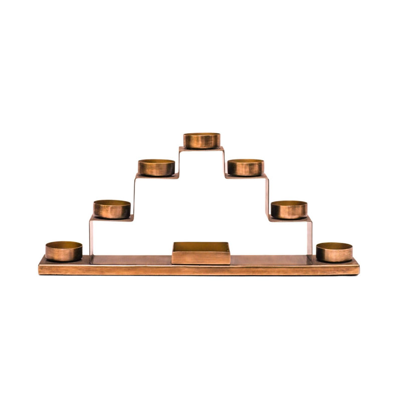 Tealight Candle Holder With Décor Box In Antique Brass, Gift Box Included