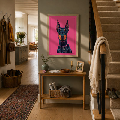Pop Art Doberman Modern - Framed Print