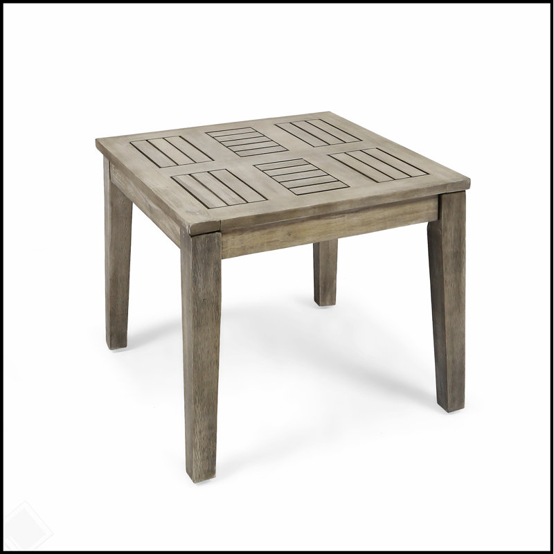 Table d'appoint en bois d'acacia Hampton avec construction durable et design élégant pour une utilisation extérieure, Gris