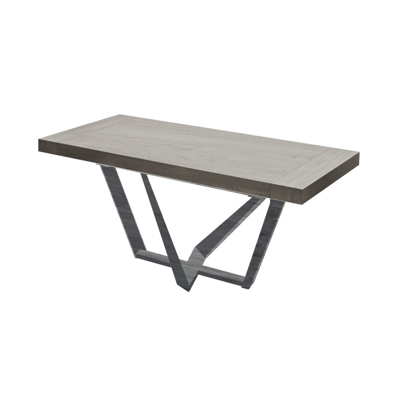 Karlin Extendable Metal Base Dining Table, Brushed Silver, Beaver, 75cm H x 240cm L x 90cm W