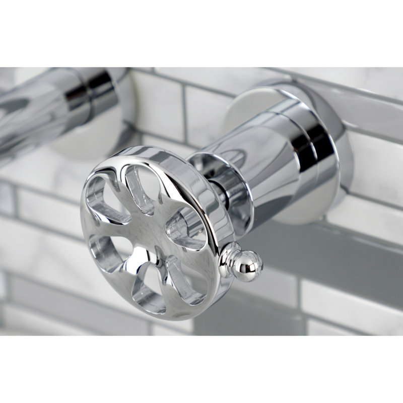 Kingston Brass Belknap Two-Handle 3-Hole Wall Mount Roman Tub Faucet, Polished Chrome