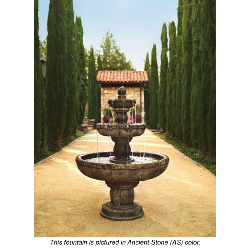 Santa Barbara Tiered Concrete Fountain, Charcoal