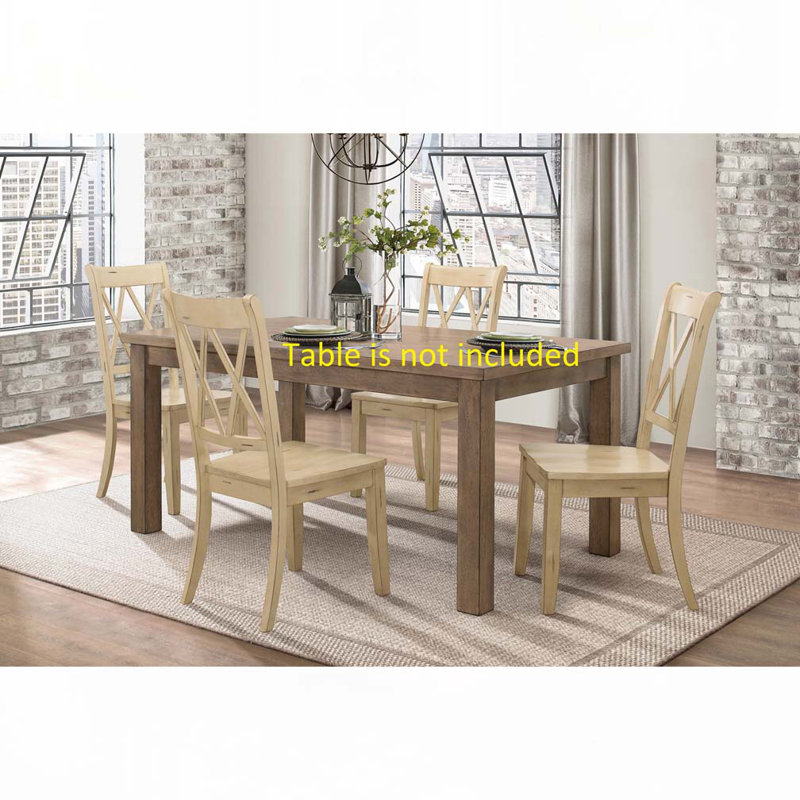 Ensemble de chaises de salle à manger avec dossier Double-X, 4 pieds, Naturel