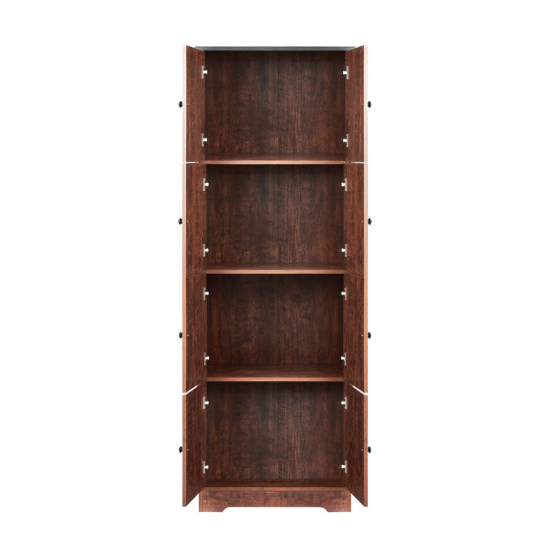 Armoire à 4 tablettes et 8 portes en noyer - Ajoutez du rangement à votre chambre d'amis pour garder les outils de garage organisés