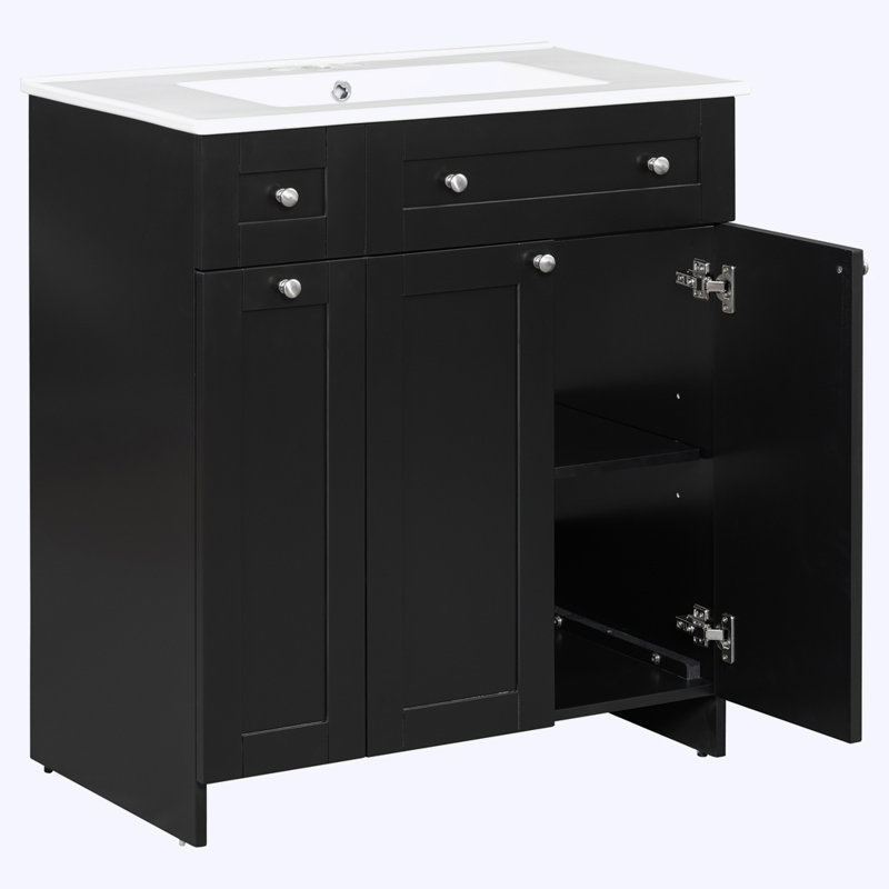 Bathroom Vanity with Ceramic Sink Combo, Black