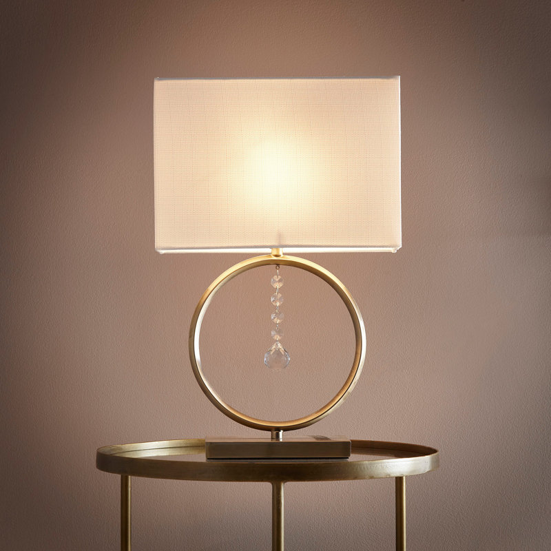 Wynne Metal Table Lamp, Antique Brass/White