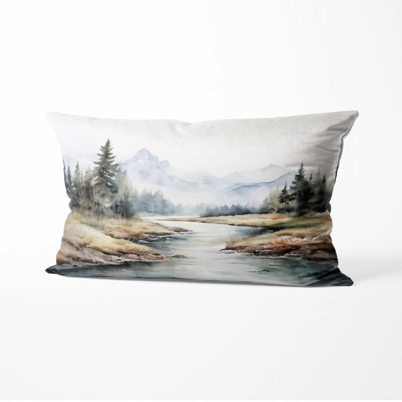 Coussin décoratif River Mountain - River Mountain In Minimal Canada II, H 12 po x l 20 po
