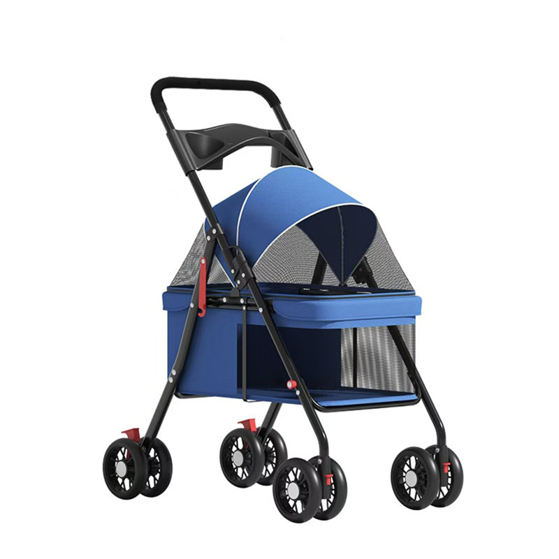 Poussette pliable pour animaux de compagnie (bleu), Bleu