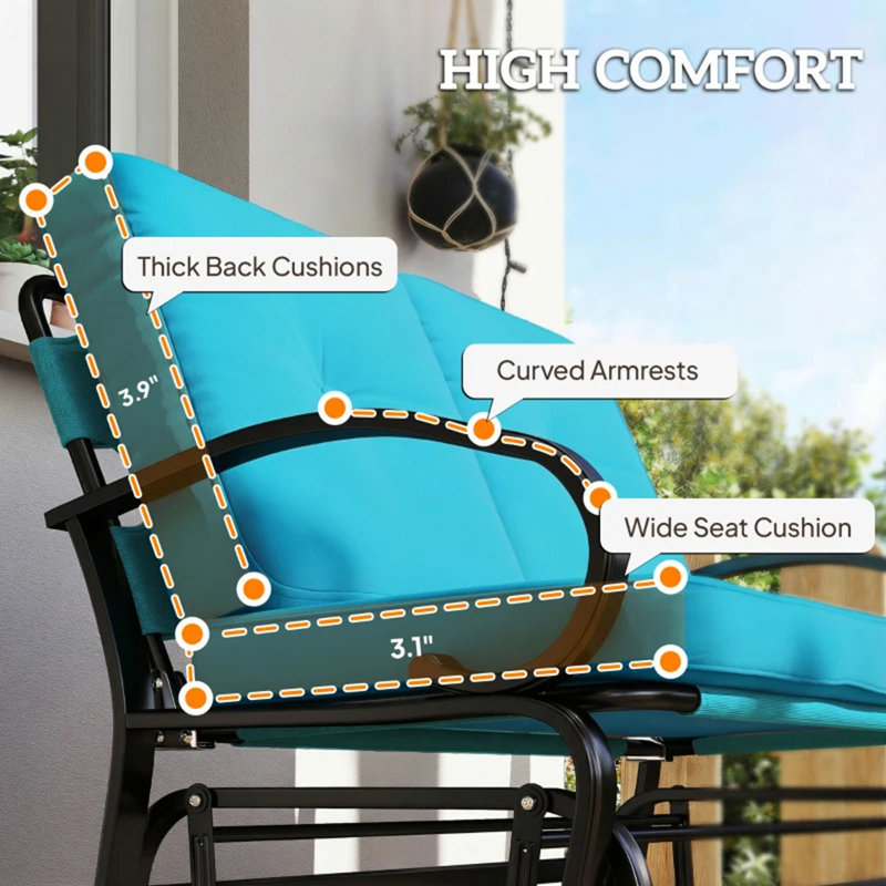 2-Person Garden Rocker Loveseat,Outdoor Glider Bench