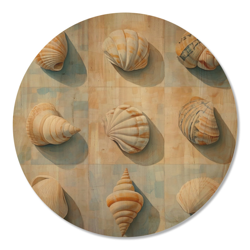 Collection Coquillages Côtiers - Décoration Murale en Bois Coquillages, Rond 23 po
