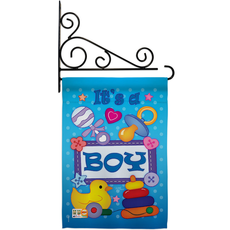 Double Sided 18.5'' H x 13'' W Polyester New Baby Flag Set