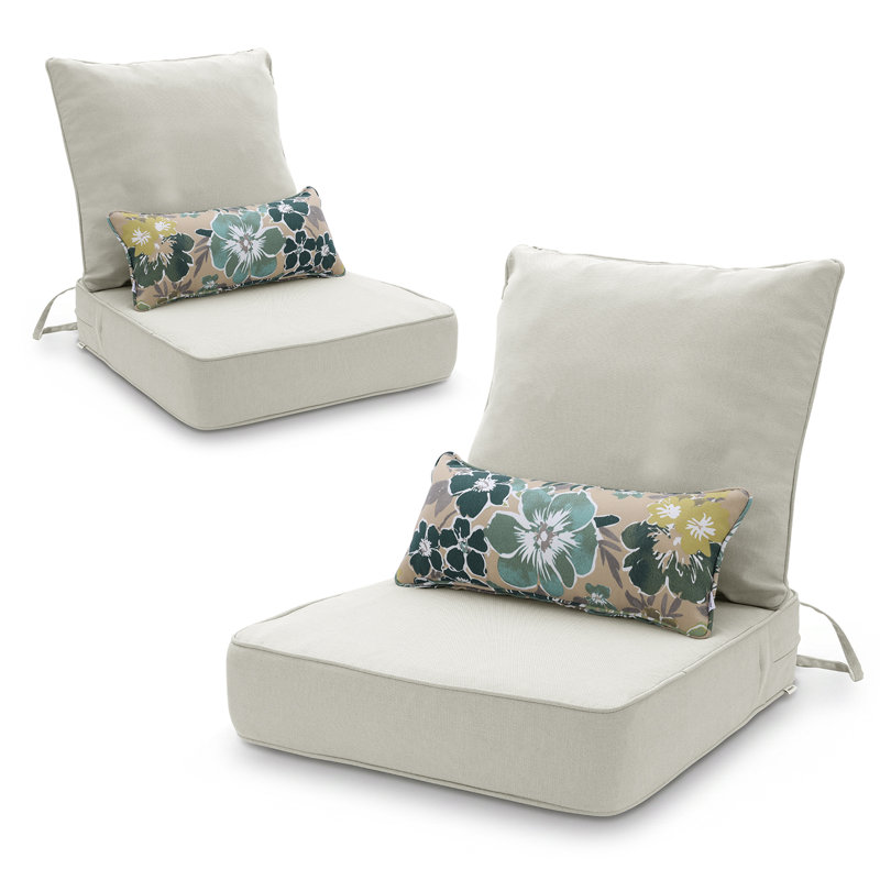 Ensemble de coussins de siège d'extérieur, L 24 po x P 24 po, Gris clair
