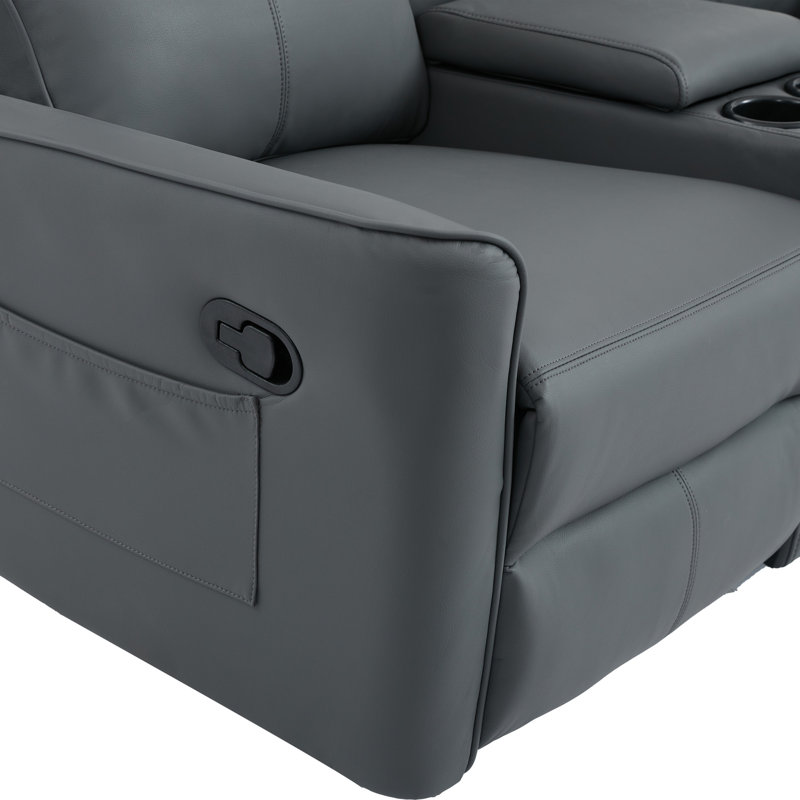 Adalai 2 Seater Faux Leather Reclining Sofa, Grey