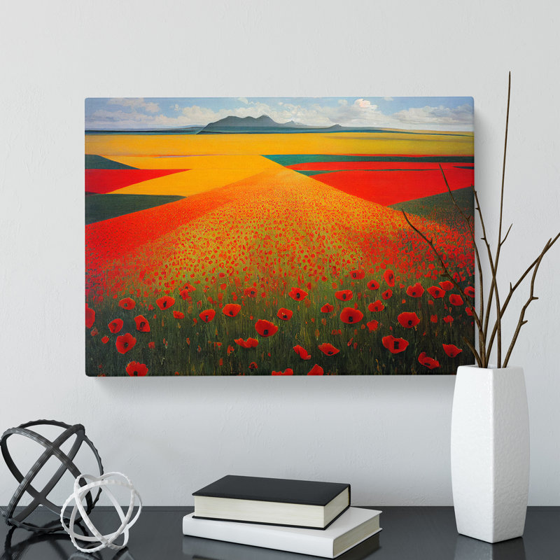 Dramatic Poppy Field Flowers - Wrapped Canvas Photograph - Wrapped Canvas, 35cm H x 50cm W x 3cm D