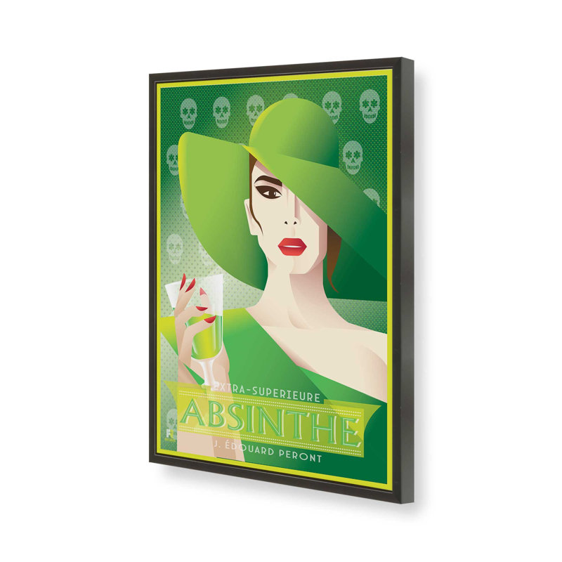 «Absinthe Reverie», reproduction d'art, H 21 po x l 17 po, Impression encadrée sans passe-partout, Noir satiné