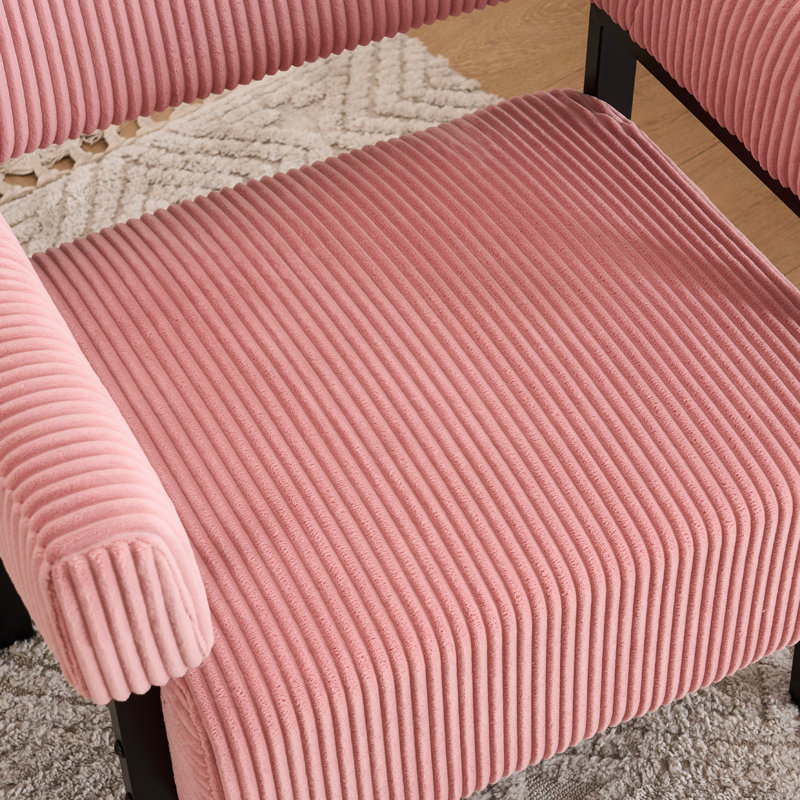 Chaise avec accoudoirs moderne en métal pour salon, chambre à coucher (ensemble de 2), Rose, Noir