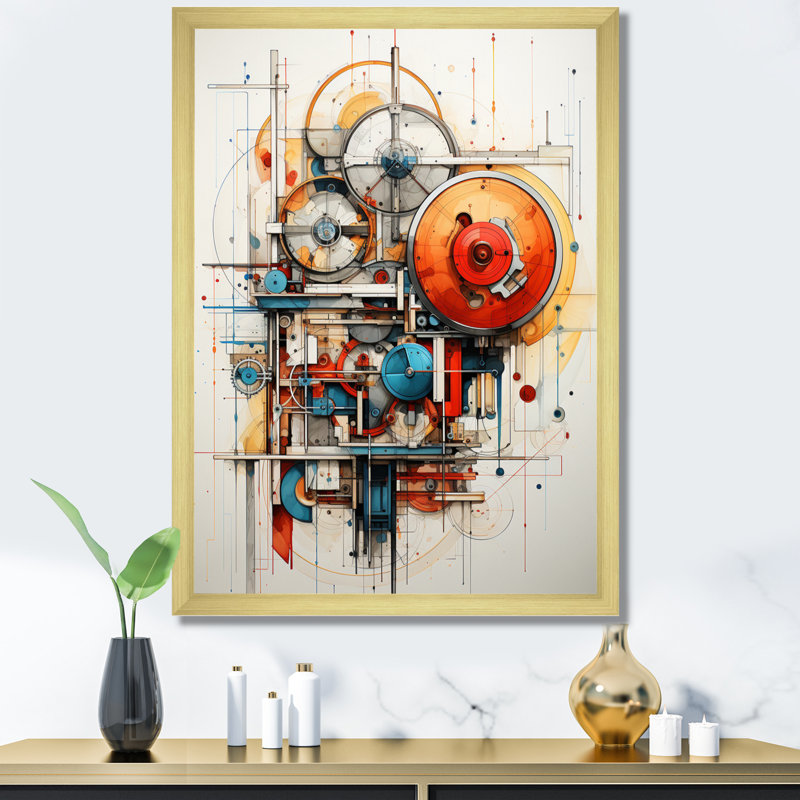 «Constructivism Dynamic Assemblage Geometric II», reproduction sur toile flottante, Encadrement doré