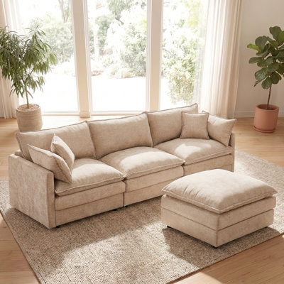 102" Modern Modular L-Shaped Sectional Sofa with Removable Ottoman