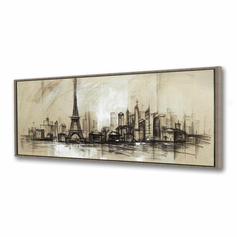 Croquis de la Tour Eiffel - Toile encadrée pour le décor du salon, H 21,25 po x l 61,25 po