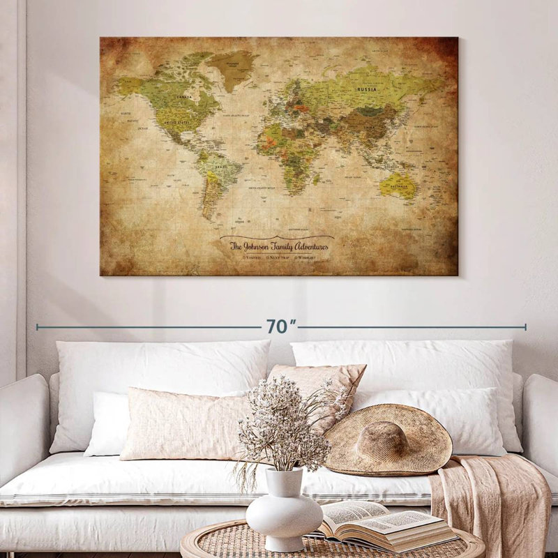 Carte du monde personnalisée, H 16 po x l 24 po, Oui
