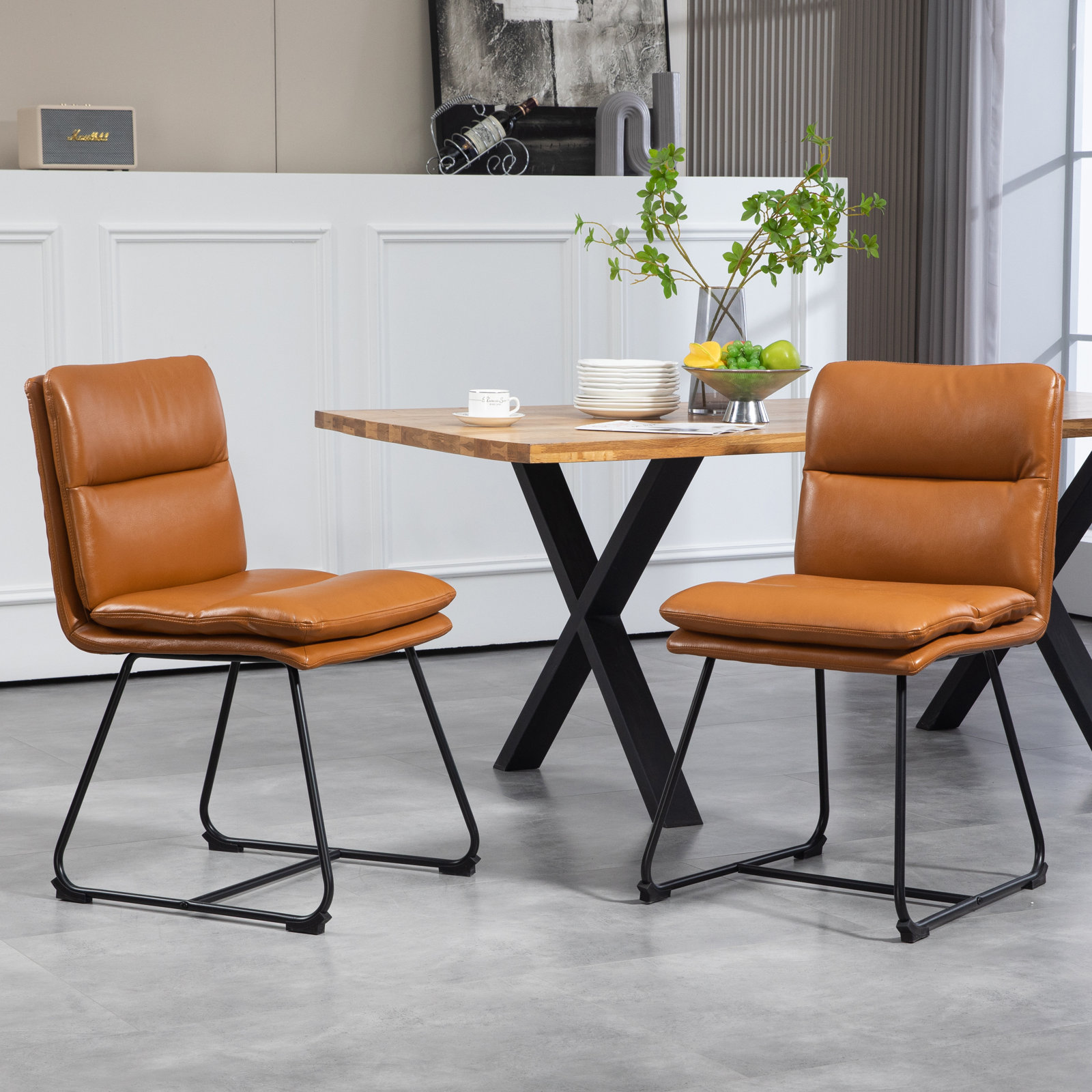 Volana Side Chair, Cappuccinno Faux Leather