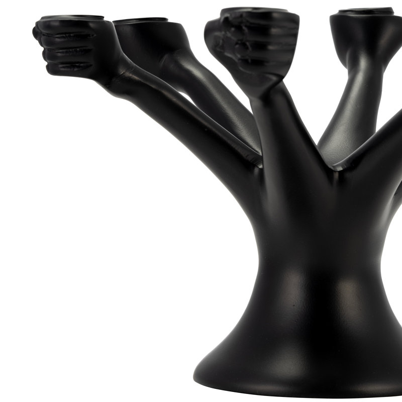 Metal, 13"D, Hands Holding Taper Candelabra, Black