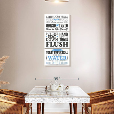 Bathroom Rules Typography Wall Sign