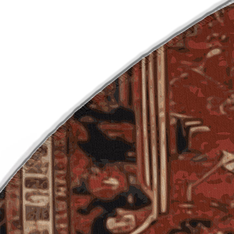 Persian Brown Indoor and Outdoor Area Rug, Round 5'