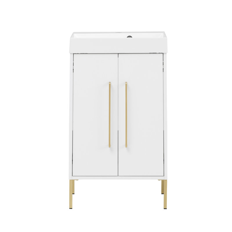 Sarah 500mm Single Bathroom Vanity with Integrated Solid Surface Basin, White Matt