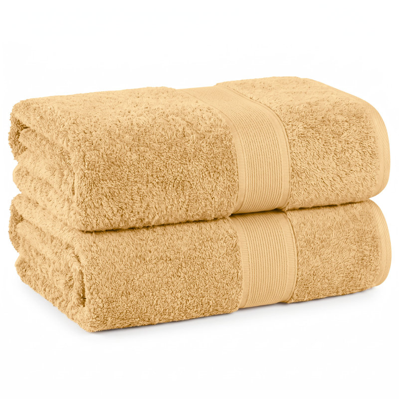 Ensemble de serviettes en coton biologique Lyndon, Doré, Ensemble de 3 serviettes de bain