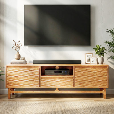Acacia Elara Wood TV Stand for TVs up to 80", Solid Wood Media Console Entertainment Center with Storage Cabinet and Cable Management, 5 Years Warrant by Acacia