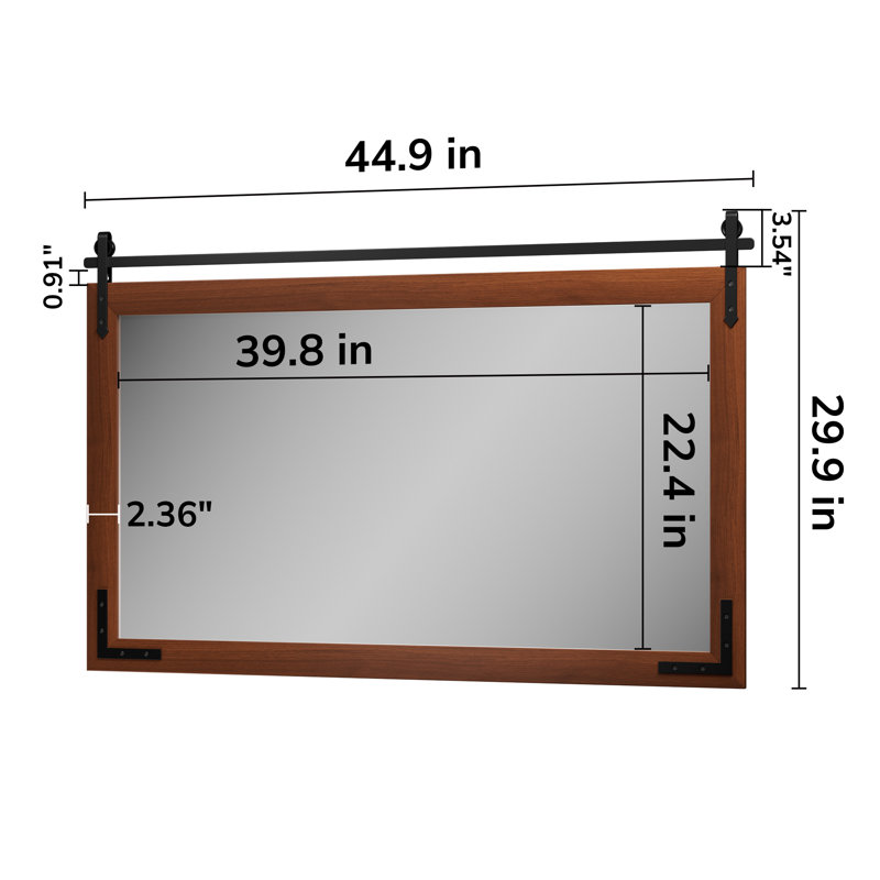 Miroir décoratif Brunilda Rustic Farmhouse, 30 po x 45 po, Marron foncé