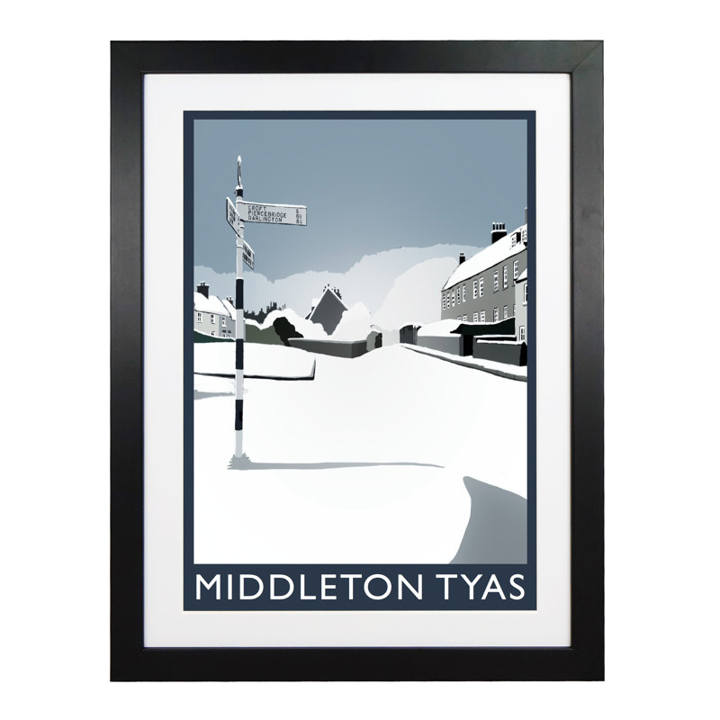 Middleton Tyas in Snow 1 Piece Wall Art, 54 cm H x 44 cm W x 2.2 cm D, Black Wood Frame