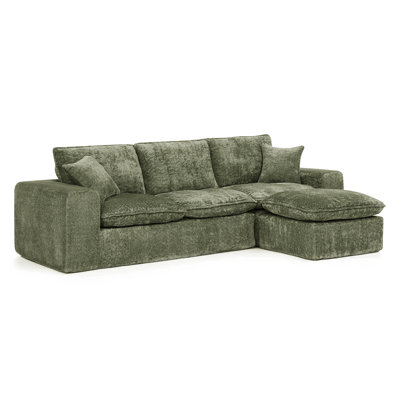 Spacious Modern Green Boucle Sectional With Reversible Chaise For Home
