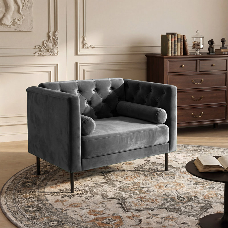 Fauteuil d'appoint Chesterfield, Gris