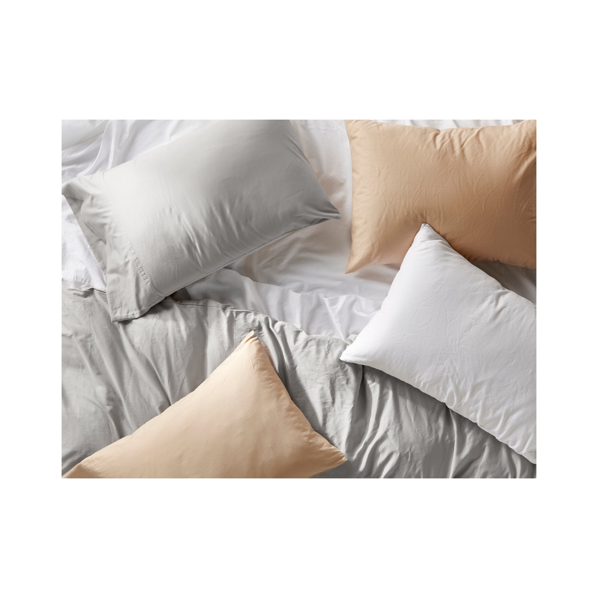 Organic Relaxed 100% Cotton Sateen Pillowcase - Set of 2, Alpine White, Standard/Queen Pillowcase