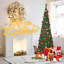 Sapin de Noël artificiel pliable de 2,13 m (7 pi), sapin de Noël artificiel pré-décoré avec 200 lumières préinstallées, boules et nœuds rouges et dorés