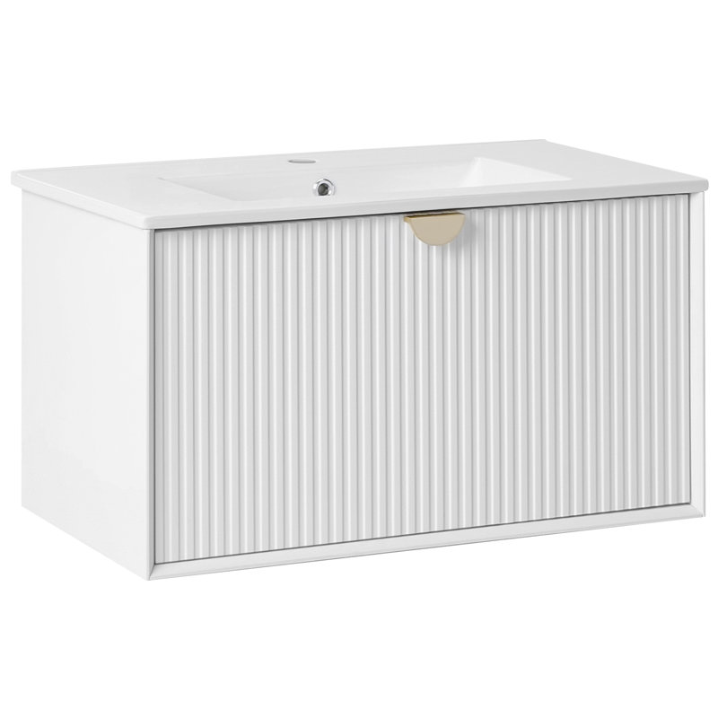 Cerstin 80.00mm Single Bathroom Vanity with Basin, White