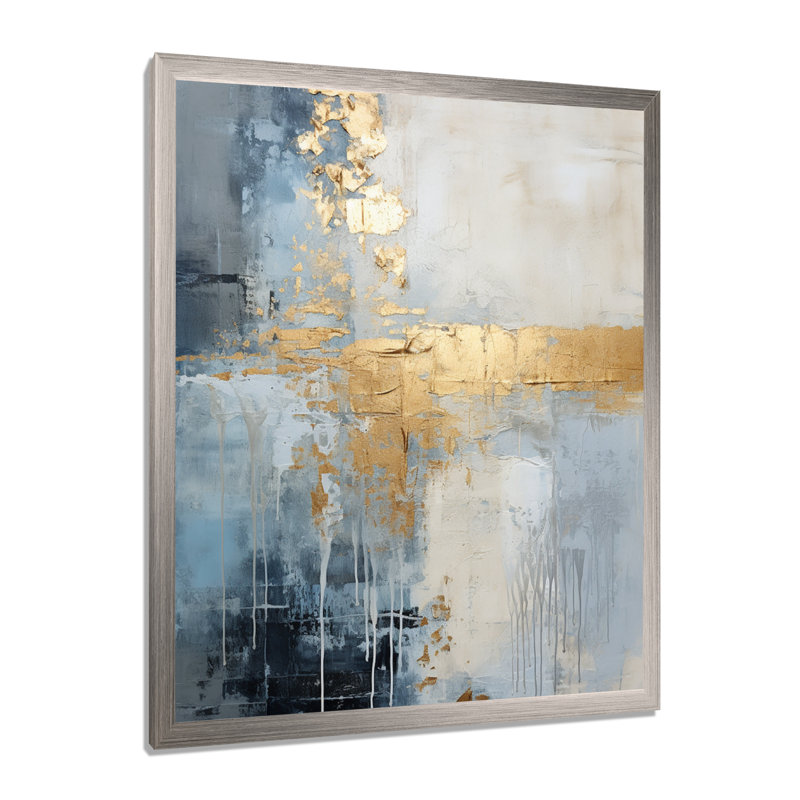 Beige et or simple paysage d'hiver - Paysage d'hiver encadré, art mural, Cadre simple argenté, H 20 po x l 12 po x P 1 po
