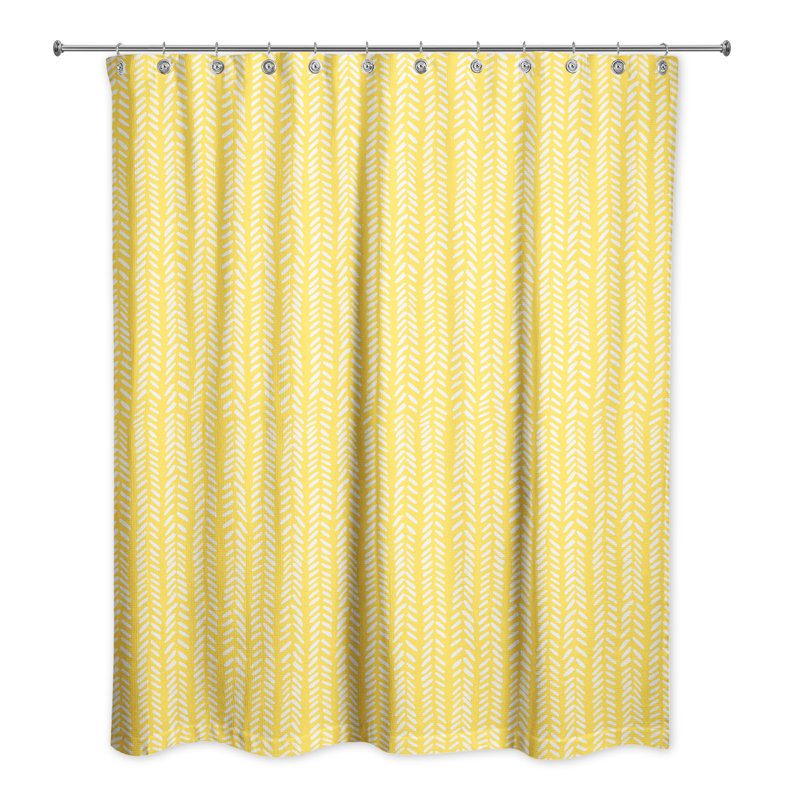  Rideau de douche géométrique simple, Jaune / Blanc