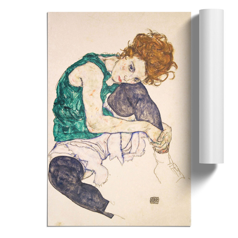 Seated Woman Vol.1 by Egon Schiele - No Frame Painting, 42cm H x 30cm W x 0.1cm D