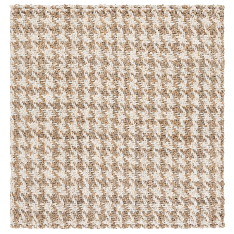 Natural Fiber Handwoven Jute Houndstooth Rug, Square 6'
