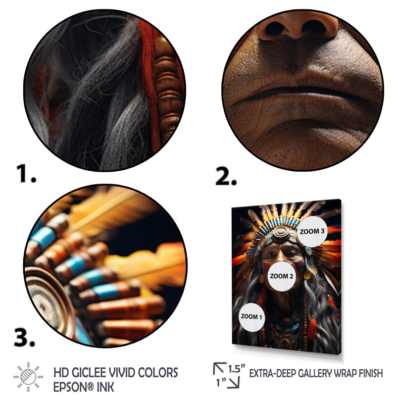 Native Visions of Shamans II - reproduction sur toile, H 40 po x l 30 po x P 1,5 po, Cadre flottant noir