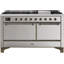 ILVE UM15FDQNS3BKCLP Majestic II 60 inch Dual Fuel Range with 9 Burners, Griddle (Liquid Propane, Solid Door, Glossy Black, Chrome)-1666292705-1666292730