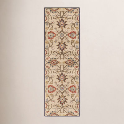 Arden Floral Handmade Tufted Wool Ivory/Denim/Red Area Rug