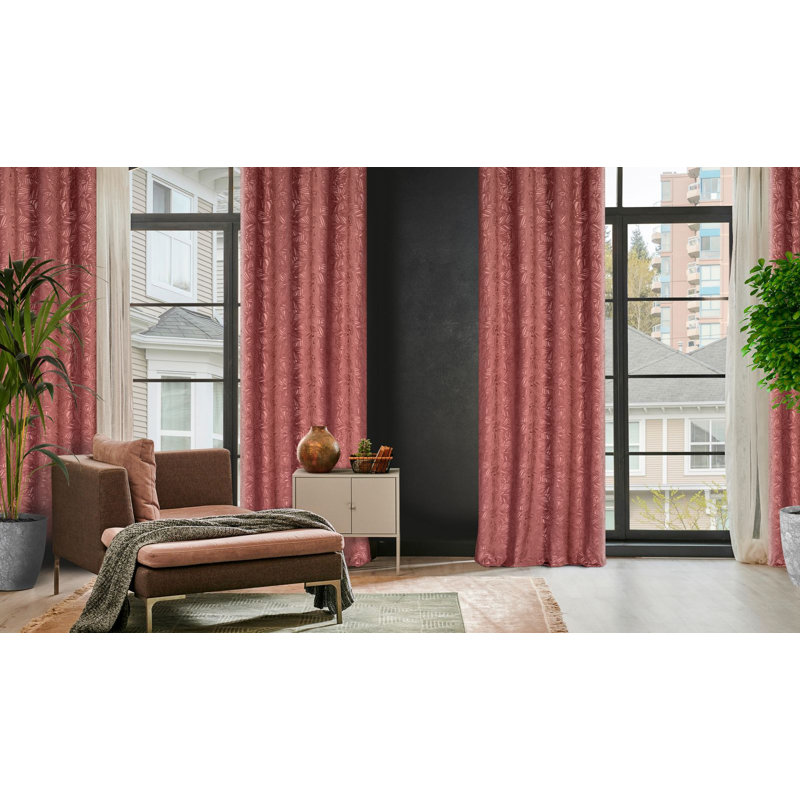 Abinash Blackout Curtains Single Panel, Dark Rose