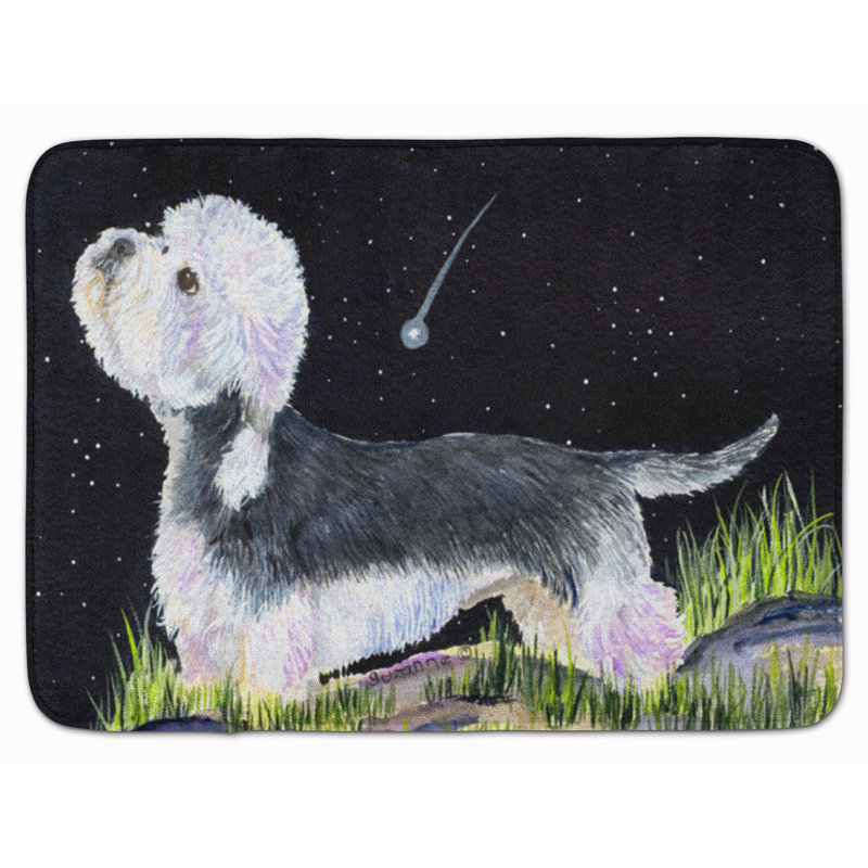Tapis pour salle de bain en mousse à mémoire terrier starry night dandie dinmont