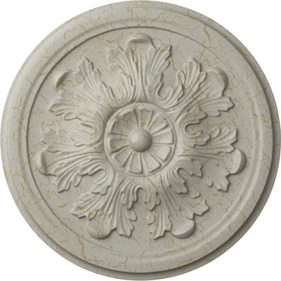 Endurathane Legacy Acanthus Ceiling Medallion, 12 3/4"OD x 7/8"P (Fits Canopies up to 3 1/2"), Hand-Painted Pot of Cream Crackle Finish