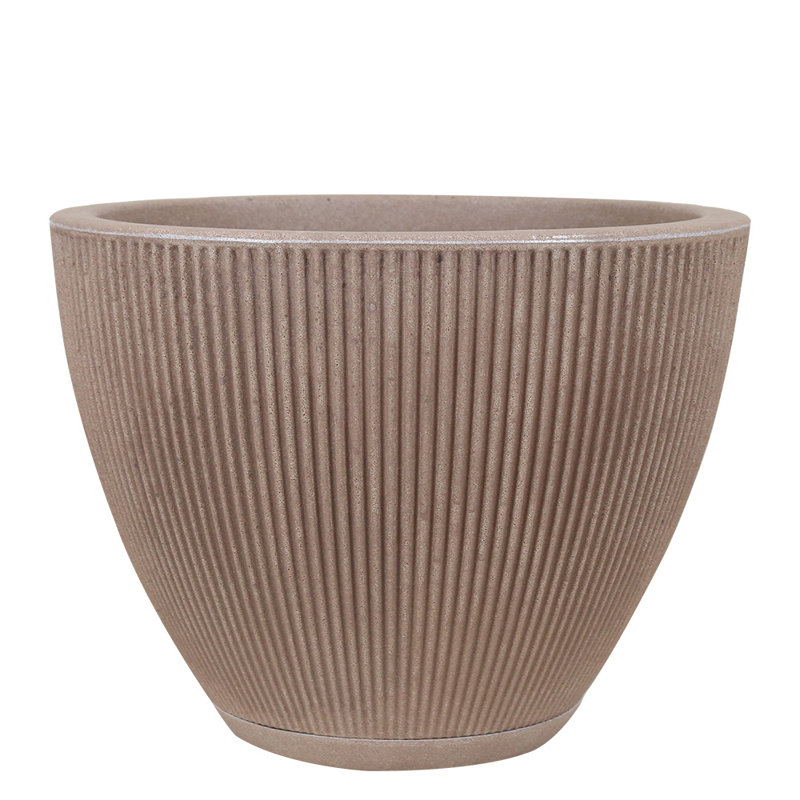 Ciya ECOBO Eco-Friendly Round Pot Planter, Garoa Indoor/Outdoor Four Season Use, 16.9" H x 20.1" W x 20.1" D, Light Brown