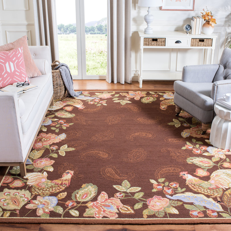Kinchen Hand Hooked Wool Pile Oriental Rug, Rectangle 3'9" x 5'9"